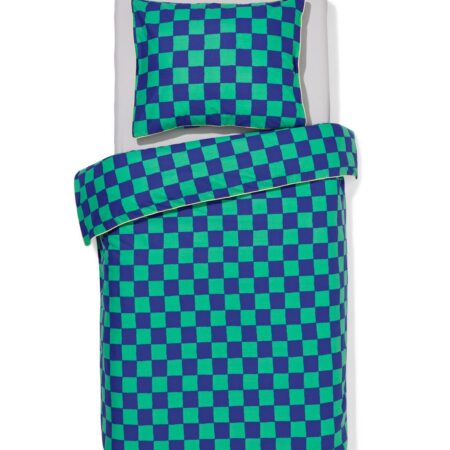 HEMA Kinderdekbedovertrek 140x200cm zacht katoen ruiten (groen) | HEMA