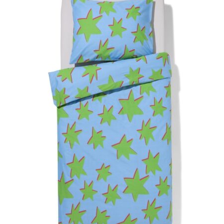 HEMA Kinderdekbedovertrek 140x200cm zacht katoen sterren (blauw) | HEMA