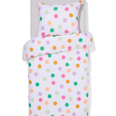 HEMA Kinderdekbedovertrek 140x200cm zacht katoen stippen (multi) | HEMA