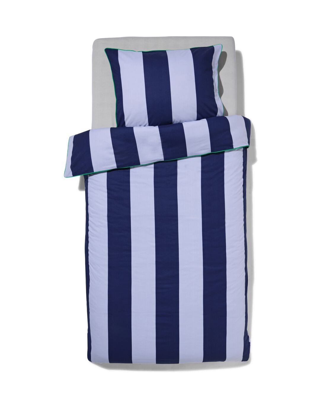 HEMA Kinderdekbedovertrek 140x200cm zacht katoen strepen blauw (blauw) | HEMA