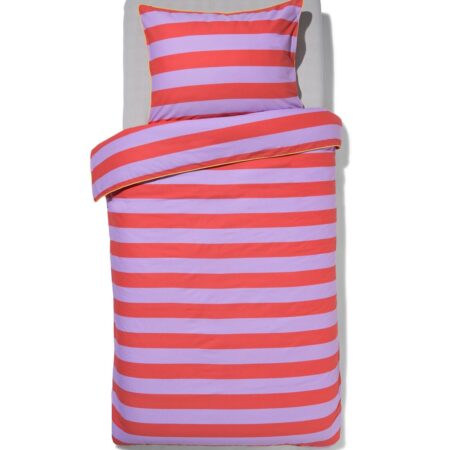 HEMA Kinderdekbedovertrek 140x200cm zacht katoen strepen lila (lila) | HEMA