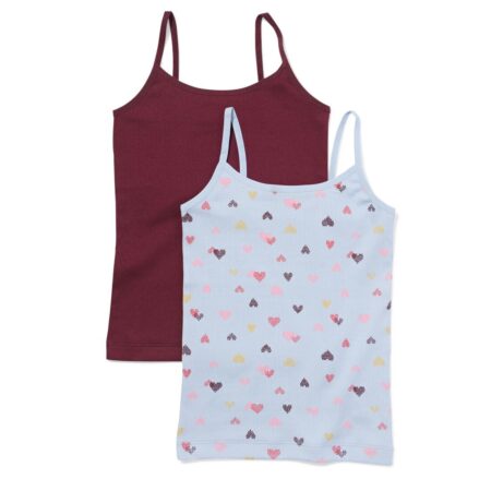 HEMA Kinderhemden rib hartjes - 2 stuks blauw (blauw) | HEMA