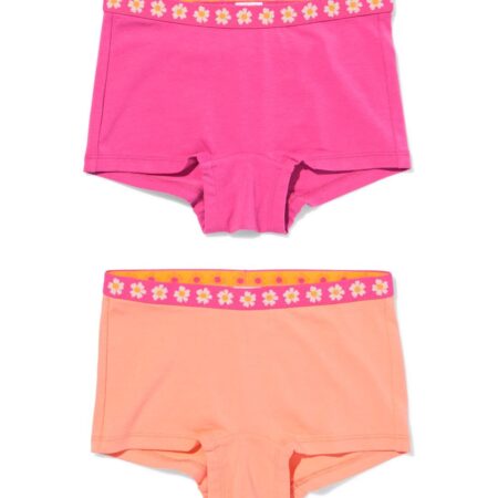 HEMA Kinderhipsters bloemen - 2 stuks perzik (perzik) | HEMA