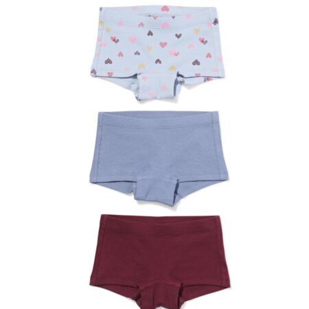 HEMA Kinderhipsters rib hartjes - 3 stuks blauw (blauw) | HEMA