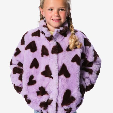 Kinderjas imitatiebont hartjes lila
