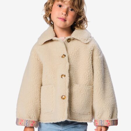HEMA Kinderjas teddy bloemen ecru (ecru) | HEMA