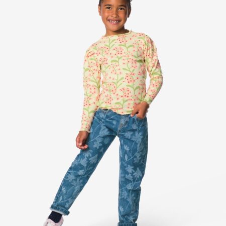 HEMA Kinderjeans mom fit bloemen denim (denim) | HEMA