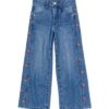 HEMA Kinderjeans wijd bloemen middenblauw | HEMA