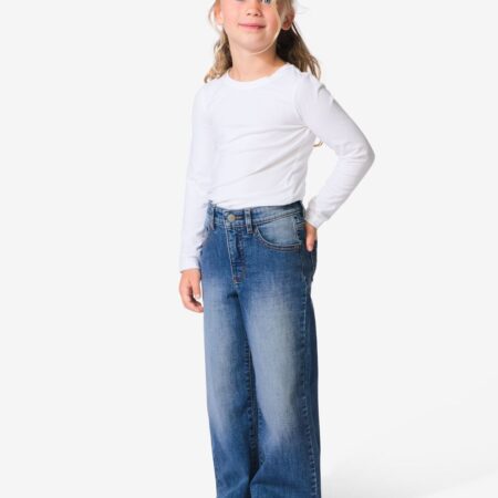 HEMA Kinderjeans wijd middenblauw (middenblauw) | HEMA