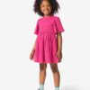 HEMA Kinderjurk A-lijn structuur donkerroze (donkerroze) | HEMA