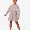 HEMA Kinderjurk regular fit rib bloemen blauw (blauw) | HEMA
