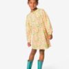 HEMA Kinderjurk regular fit rib bloemen lichtgeel (lichtgeel) | HEMA