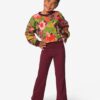 HEMA Kinderkledingset regular fit rib bloemen bordeauxrood (bordeauxrood) | HEMA