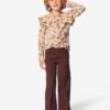 HEMA Kinderlegging bootcut rib jersey bloemen - 2 stuks beige (beige) | HEMA