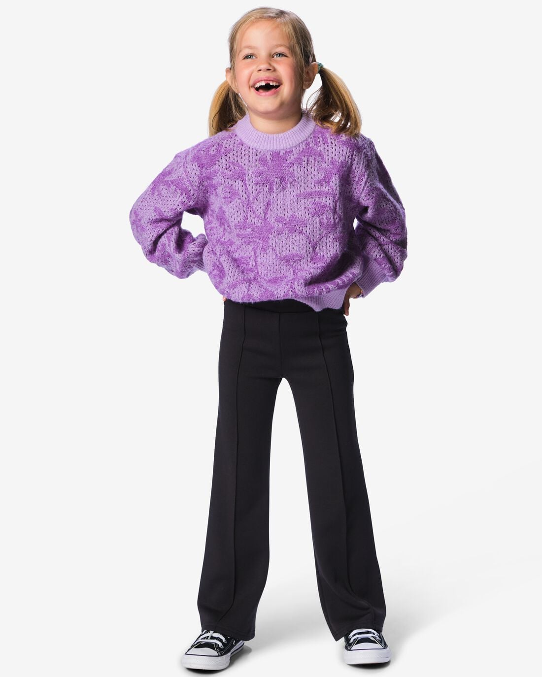 HEMA Kinderlegging bootcut rib zwart (zwart) | HEMA