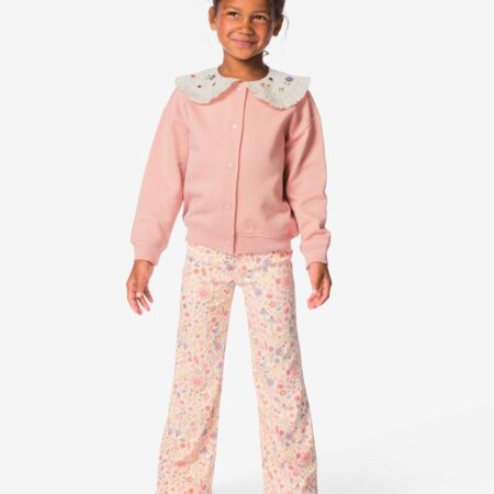 HEMA Kinderlegging regular fit rib bloemen ecru (ecru) | HEMA