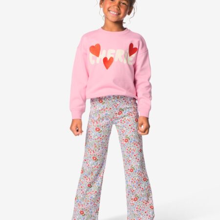 HEMA Kinderlegging regular fit rib bloemen lichtblauw (lichtblauw) | HEMA
