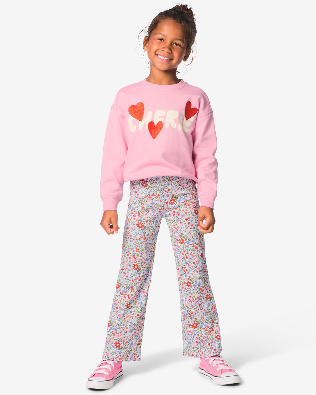 HEMA Kinderlegging regular fit rib bloemen lichtblauw (lichtblauw) | HEMA