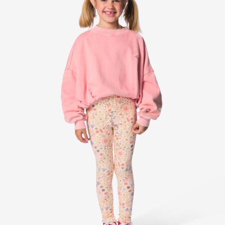 HEMA Kinderleggings aansluitend rib bloemen - 2 stuks bordeauxrood (bordeauxrood) | HEMA