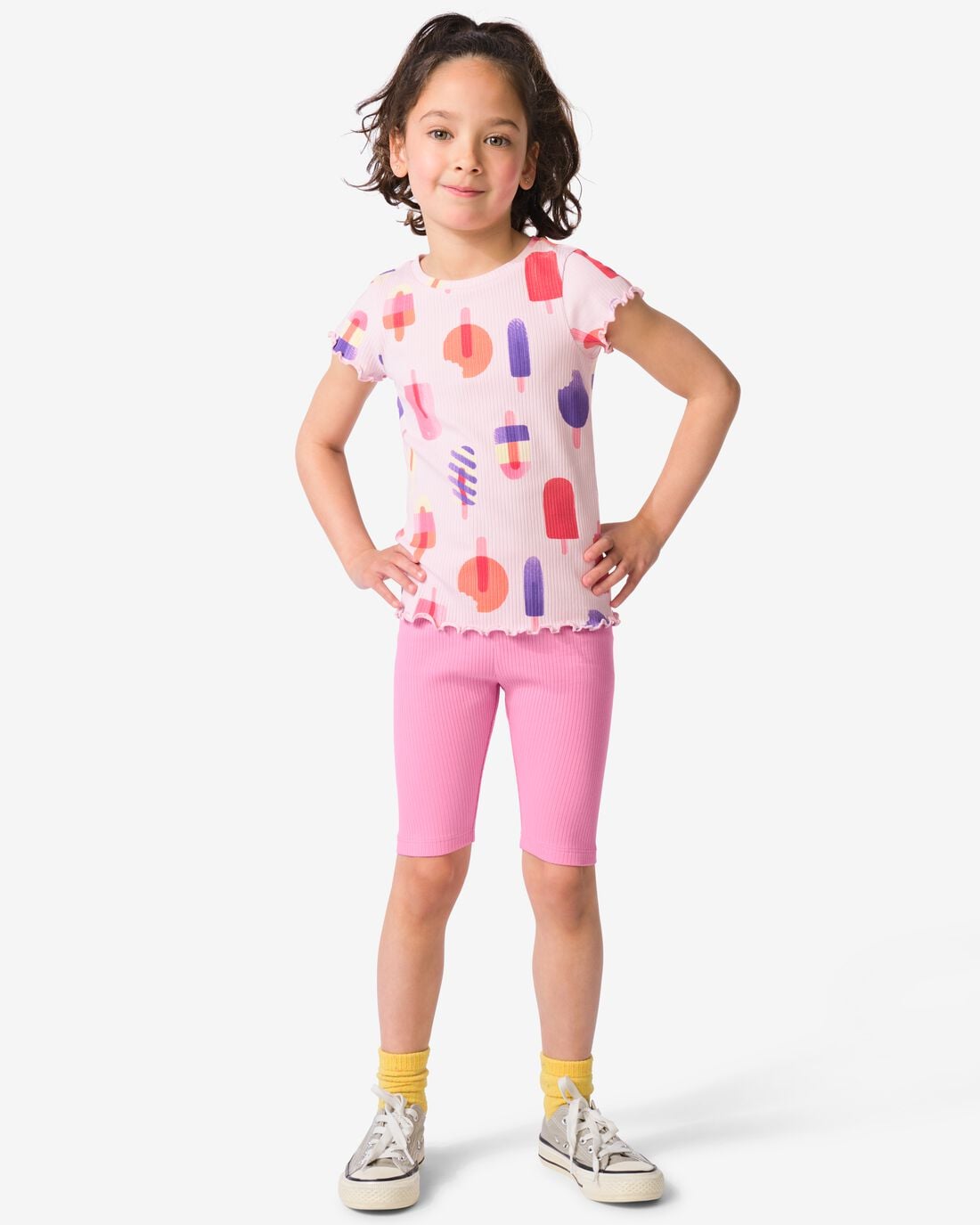 HEMA Kinderleggings kort aansluitend rib - 2 stuks roze (roze) | HEMA