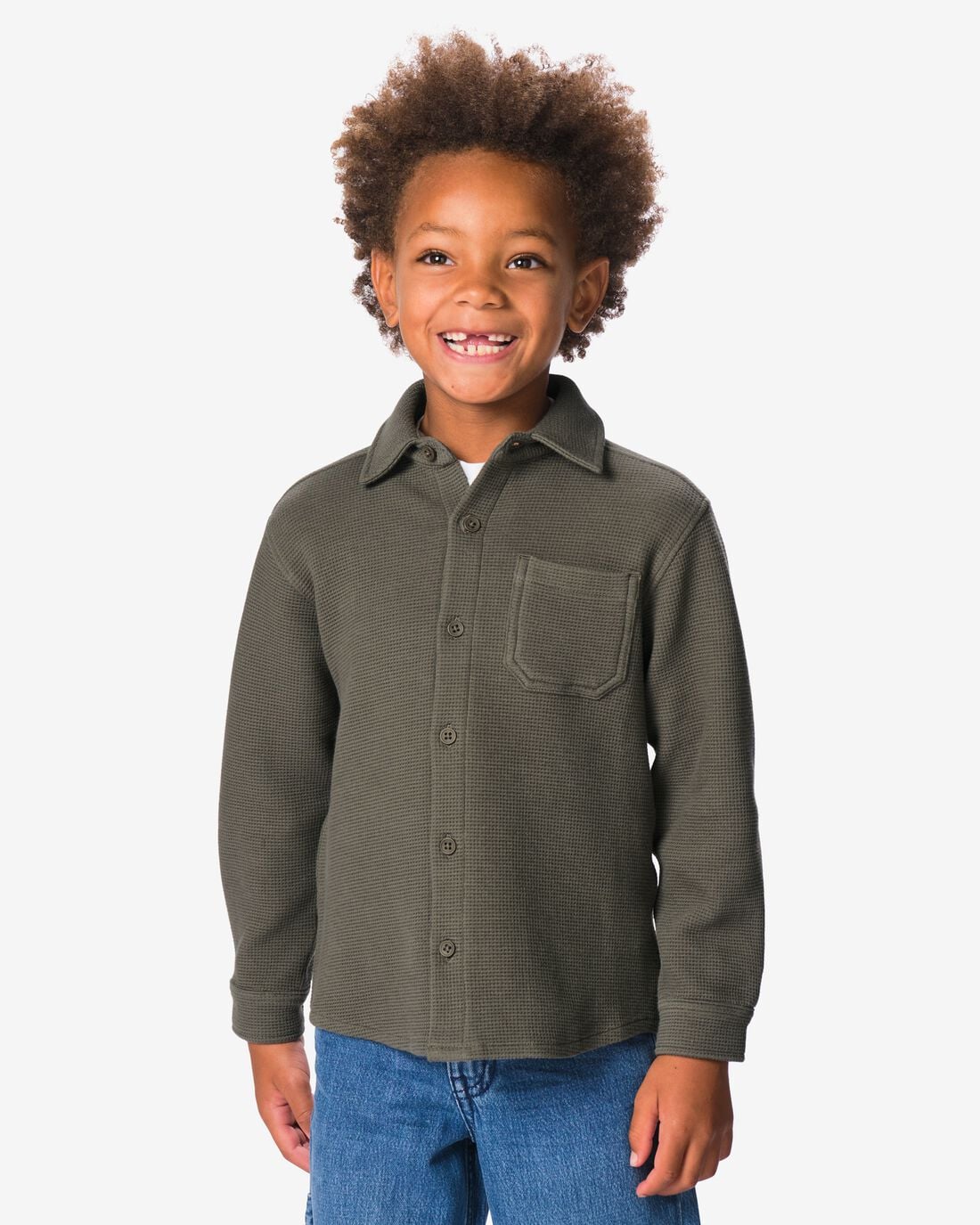 HEMA Kinderoverhemd wafel ecru (ecru) | HEMA