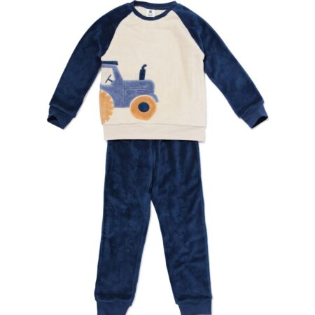 HEMA Kinderpyjama fleece tractor gebroken wit (gebroken wit) | HEMA