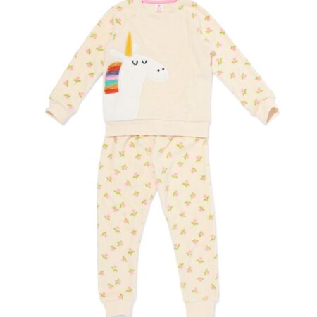 HEMA Kinderpyjama fleece unicorn beige (beige) | HEMA