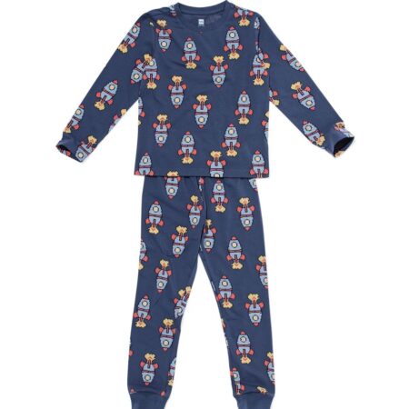 HEMA Kinderpyjama raket donkerblauw (donkerblauw) | HEMA