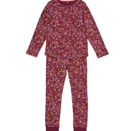 HEMA Kinderpyjama rib bloemen multicolor (multicolor) | HEMA