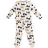 Kinderpyjama tractors met poppenpyjama gebroken wit (gebroken wit)