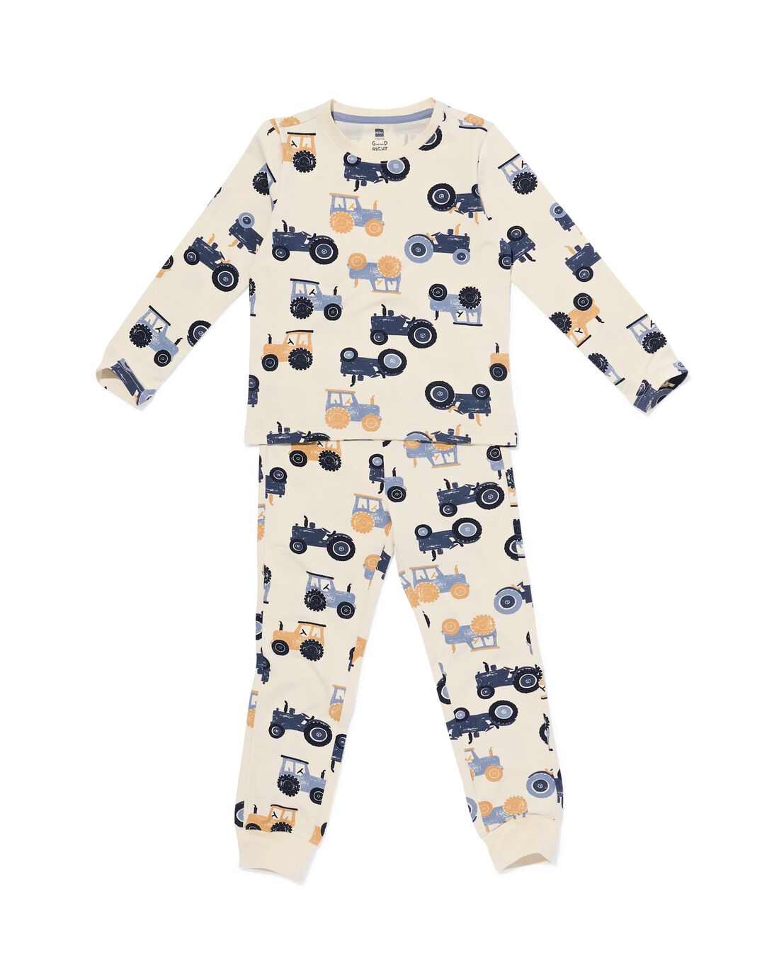 HEMA Kinderpyjama tractors met poppenpyjama gebroken wit (gebroken wit) | HEMA