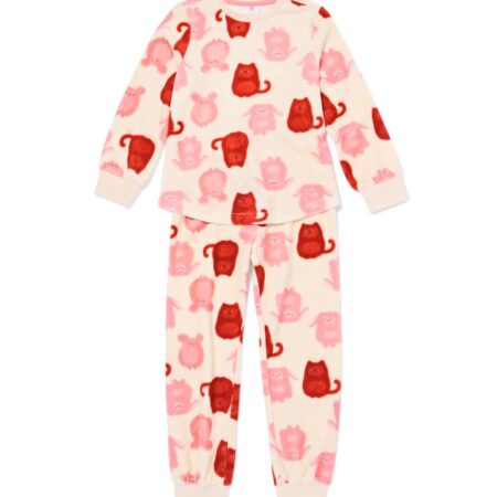 HEMA Kinderpyjama velours dieren gebroken wit (gebroken wit) | HEMA
