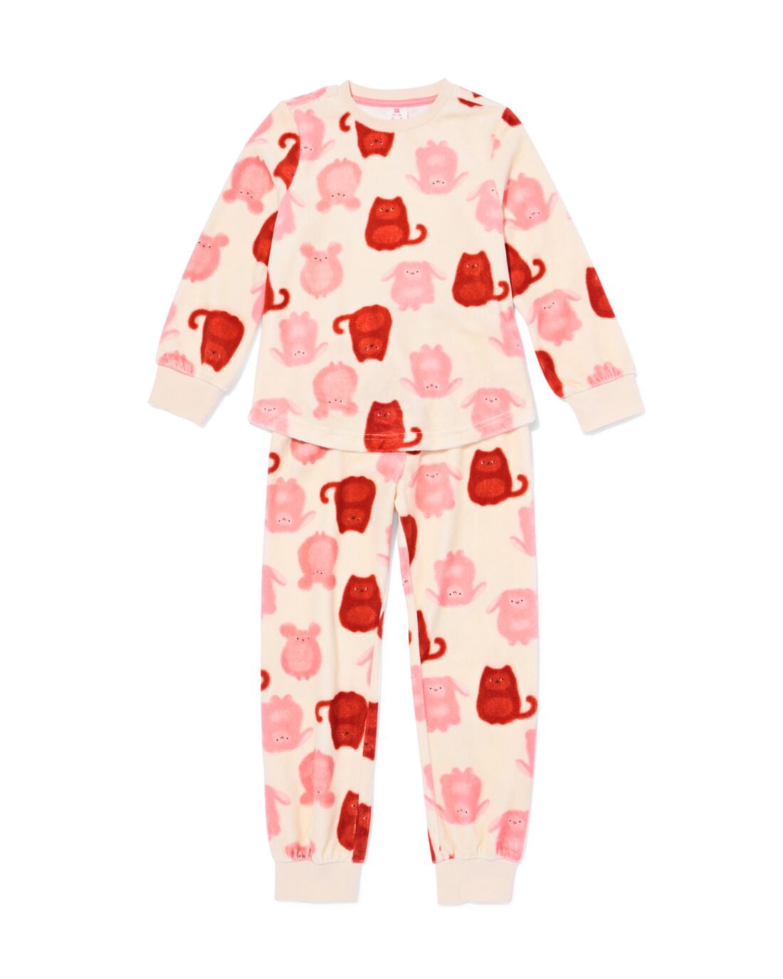 HEMA Kinderpyjama velours dieren gebroken wit (gebroken wit) | HEMA