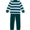 HEMA Kinderpyjama velours strepen groen (groen) | HEMA