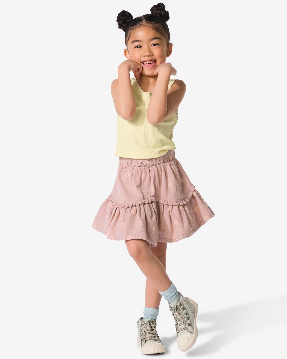 HEMA Kinderrok A-lijn bloemen oudroze (oudroze) | HEMA