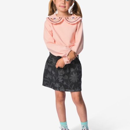 Kinderrok regular fit bloemen grijs