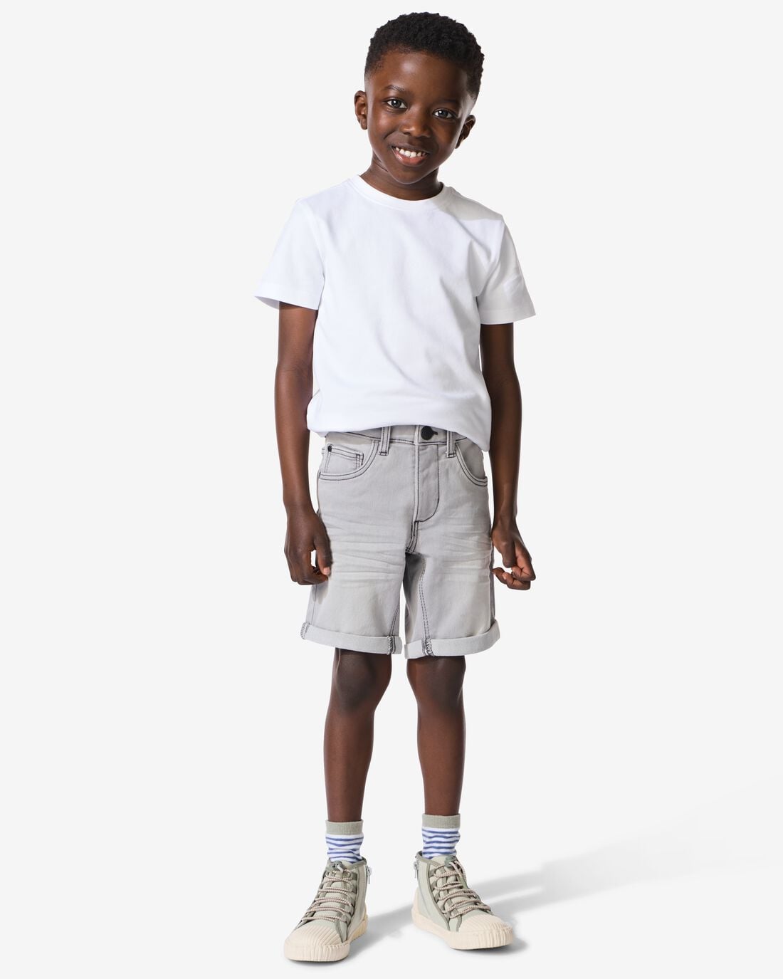 HEMA Kindershort jogdenim grijs | HEMA