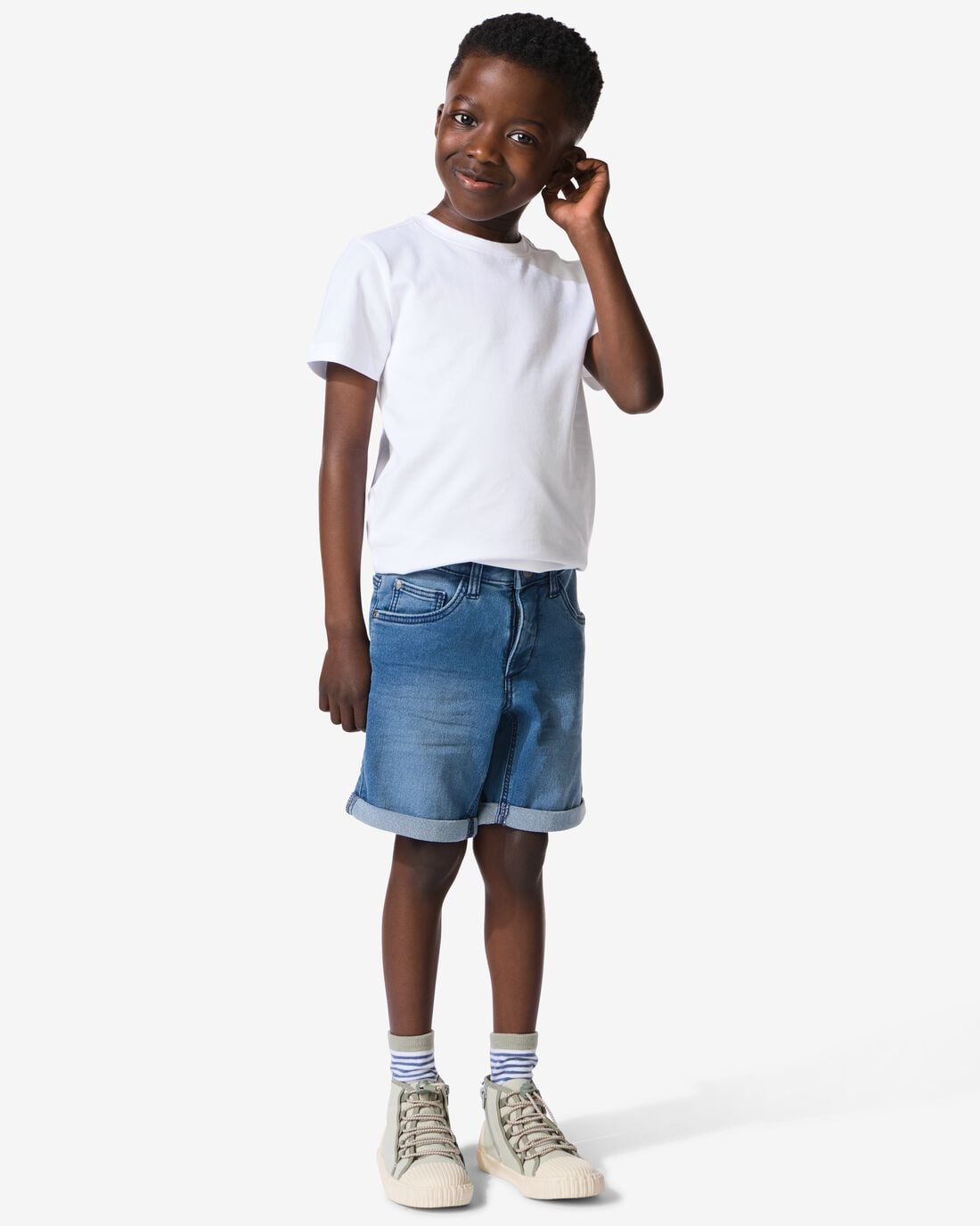 HEMA Kindershort jogdenim middenblauw (middenblauw) | HEMA