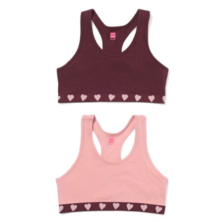 HEMA Kindertops hartjes - 2 stuks bruin (bruin) | HEMA