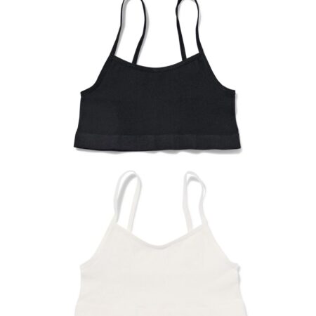 HEMA Kindertops naadloos rib - 2 stuks wit (wit) | HEMA