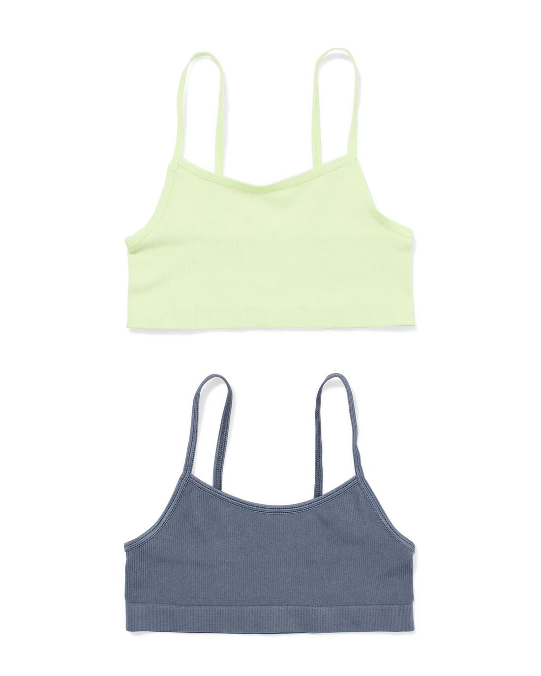HEMA Kindertops rib naadloos - 2 stuks lime (lime) | HEMA