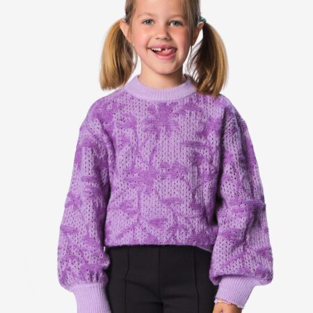 Kindertrui bloemen lila