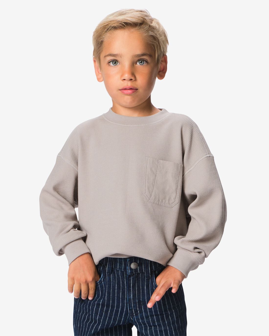 HEMA Kindertrui borstzak grijs (grijs) | HEMA