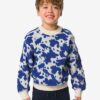HEMA Kindertrui gebreid koeienprint blauw (blauw) | HEMA