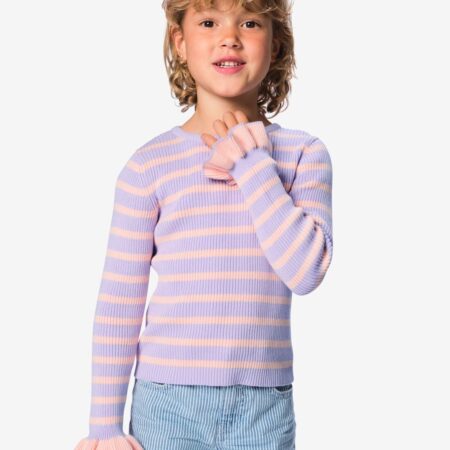 HEMA Kindertrui rib strepen lila (lila) | HEMA