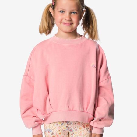 HEMA Kindertrui sweatstof bloemen roze (roze) | HEMA