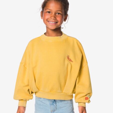 HEMA Kindertrui sweatstof eten mosterdgeel (mosterdgeel) | HEMA