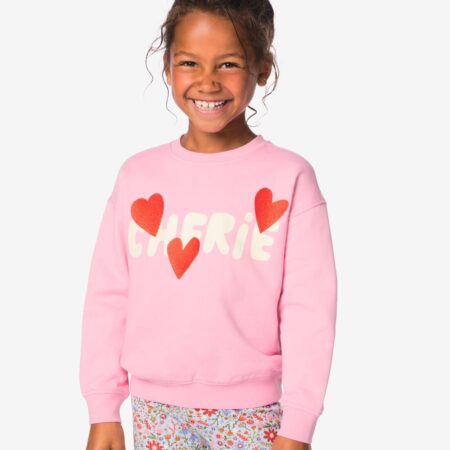 HEMA Kindertrui sweatstof hartjes roze (roze) | HEMA