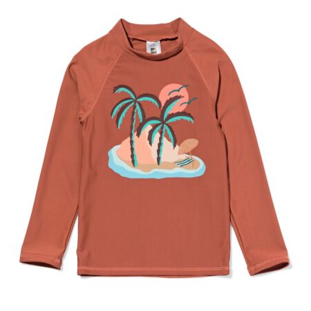 HEMA Kinderzwemshirt UPF40+ palmbomen bruin (bruin) | HEMA