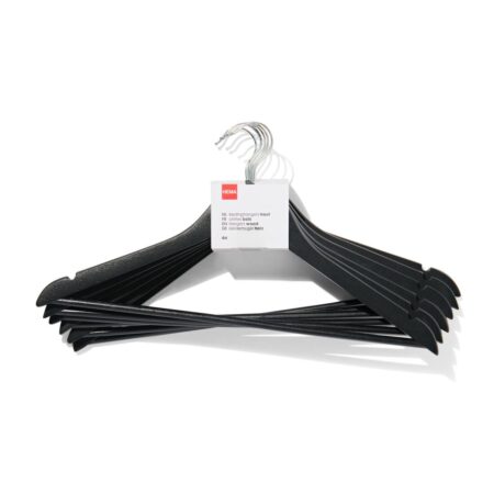 HEMA Kledinghangers zwart hout - 6 stuks (zwart) | HEMA